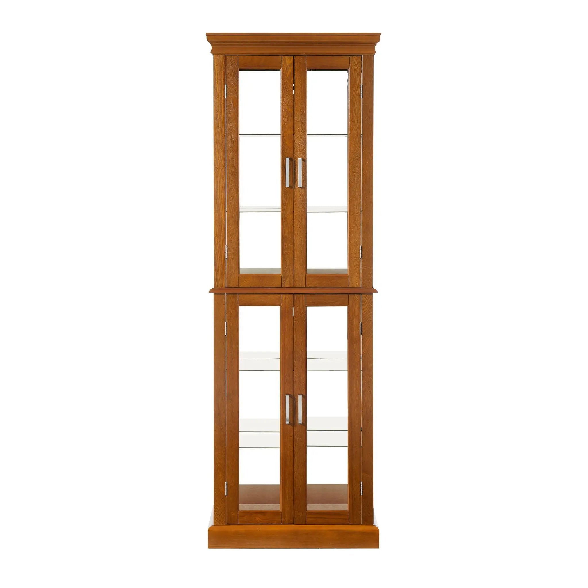 Curio Cabinet Lighted Curio Diapaly Cabinet With Adjustable Shelves And Mirrored Back Panel, Tempered Glass Doors (6 Tier), (E26 Light Bulb Not Included) by Unique Piece Furniture