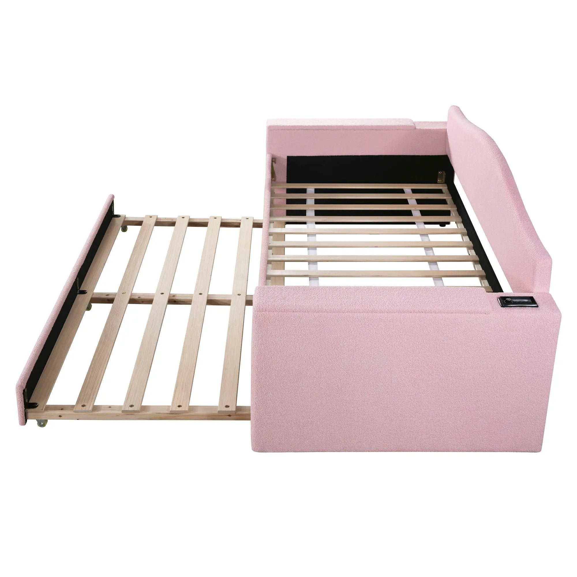 Upholstered Daybed With Storage Armrests, Trundle And Latest Integrated tooth Audio System by HouseOfZazla