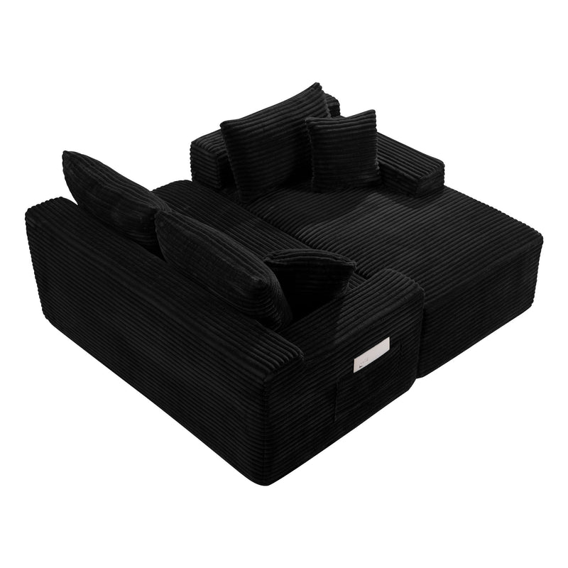 Corduroy Sectional Sofa with L-Shape Chaise - 106.3" Cloud Modular in Charcoal, photo 9 of 10