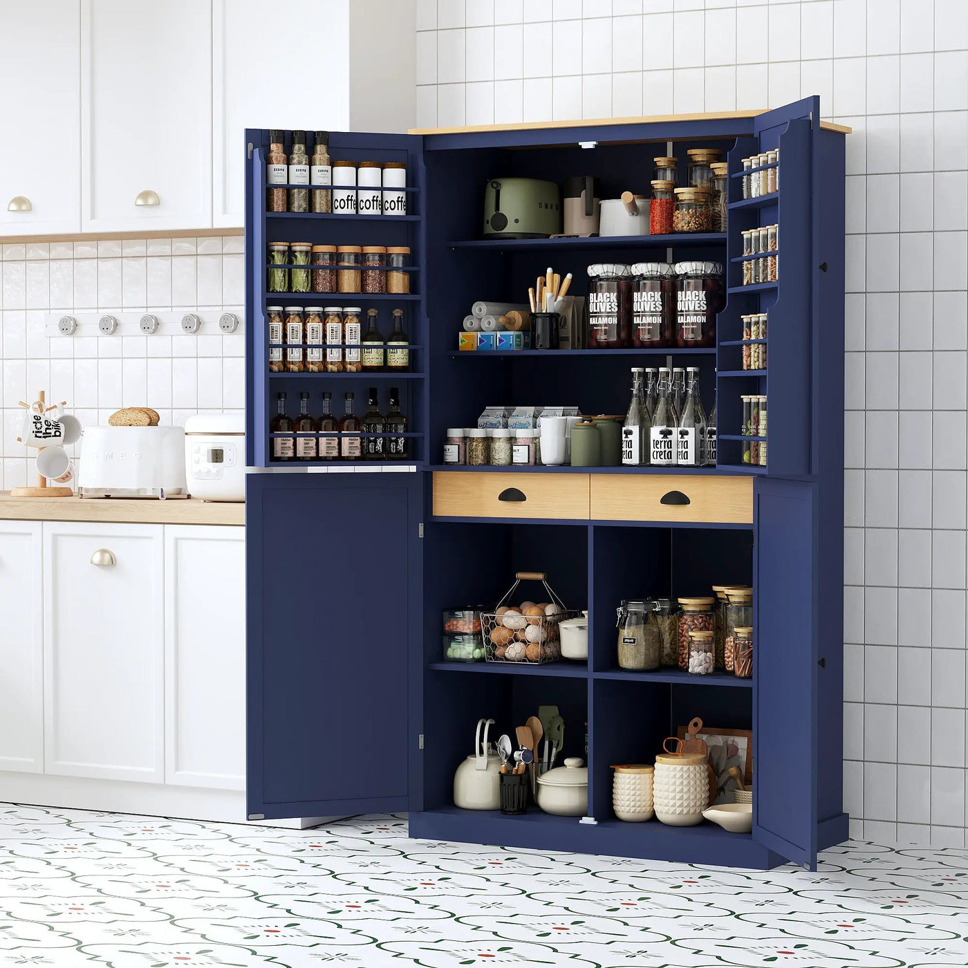 TOPMAX Large Freestanding Kitchen Pantry Storage Cabinet by HouseOfZazla