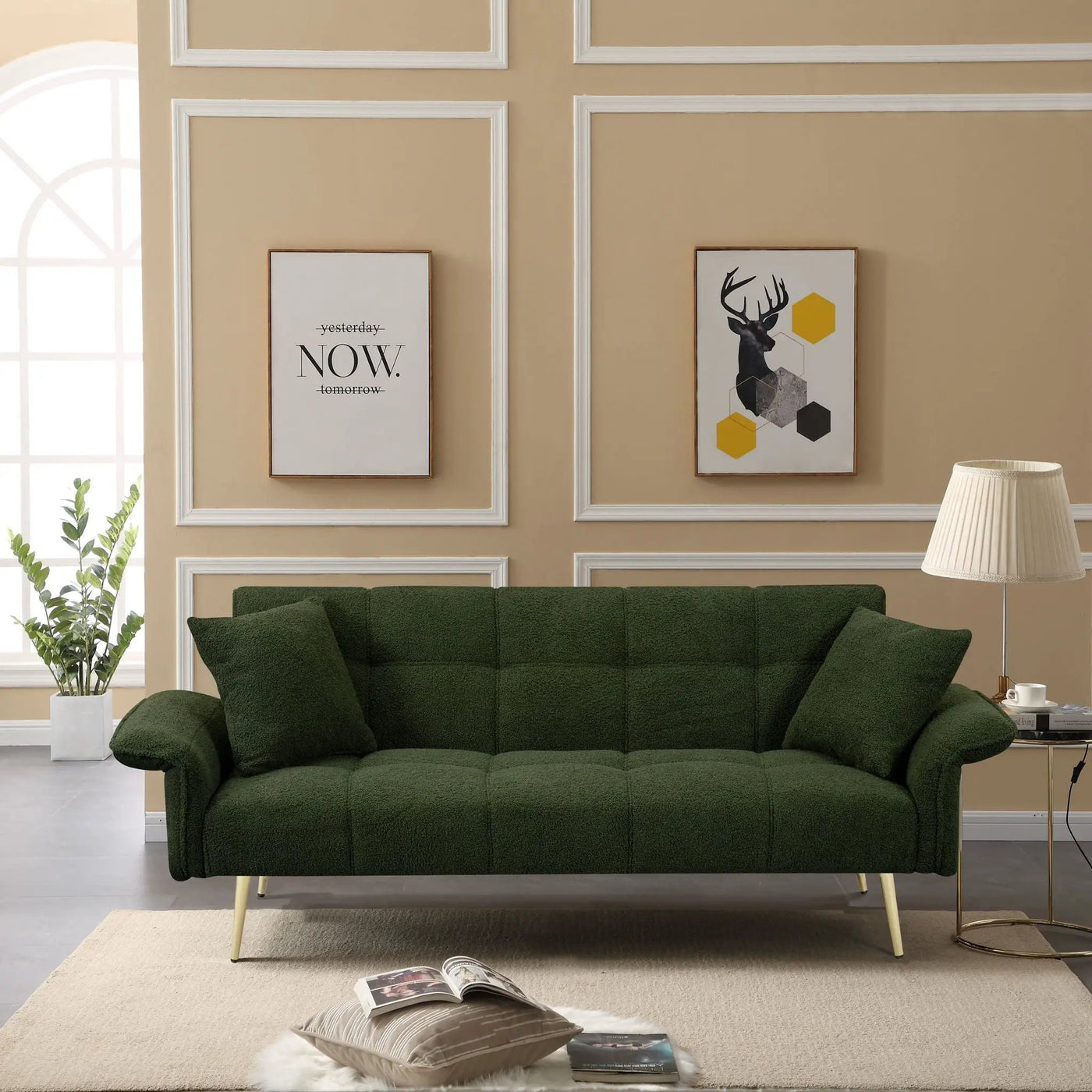 Convertible Double Futon Sofa Bed With Folding Armrests For Living Rooms by Unique Piece Furniture