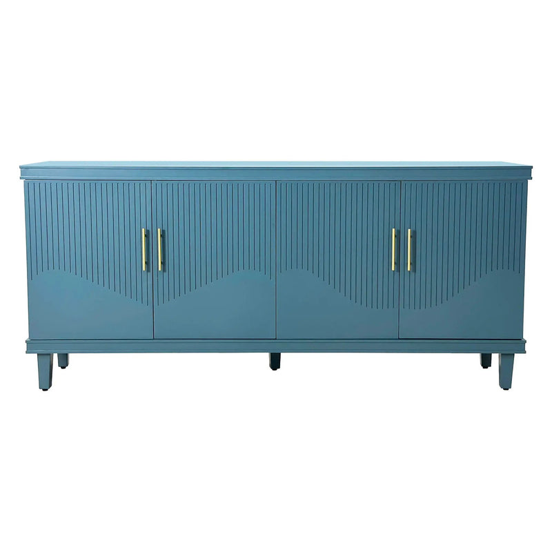 4 Door Cabinet, Large Storage For Living Room - Blue by HouseOfZazla