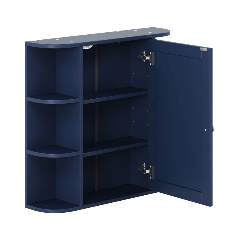 Bathroom Wall Storage Cabinet With Mirror And Adjustable Shelf, 6 Open Shelves by HouseOfZazla
