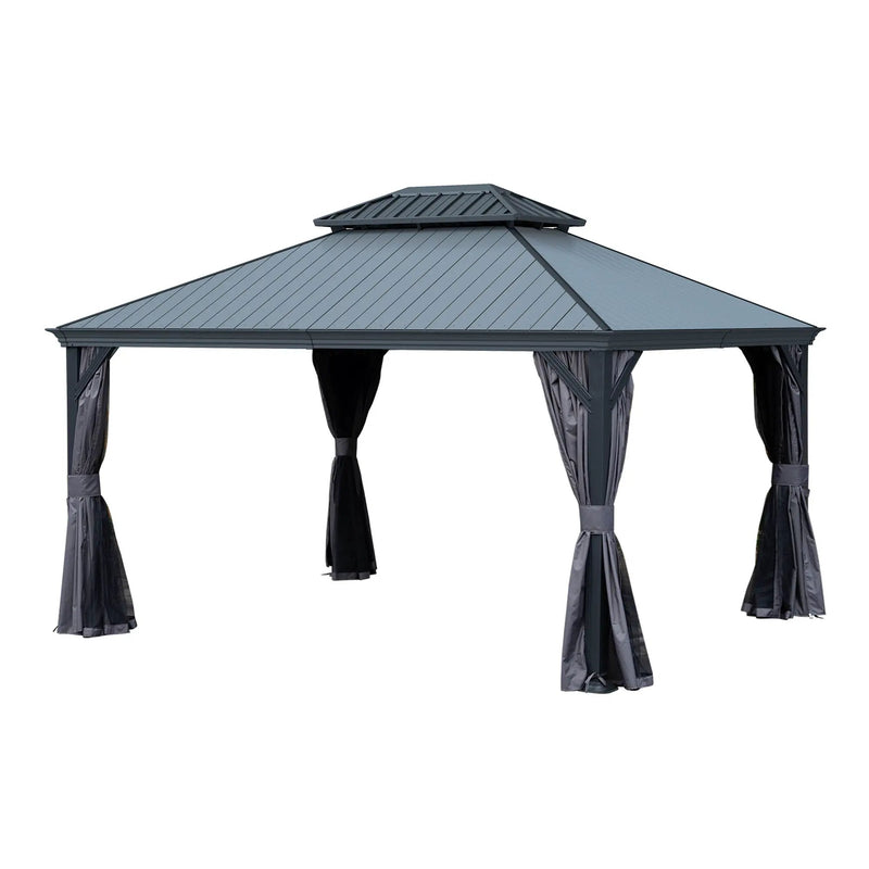12'x14' Hardtop Gazebo with Resin Roof and Drainage Gutters by HouseOfZazla