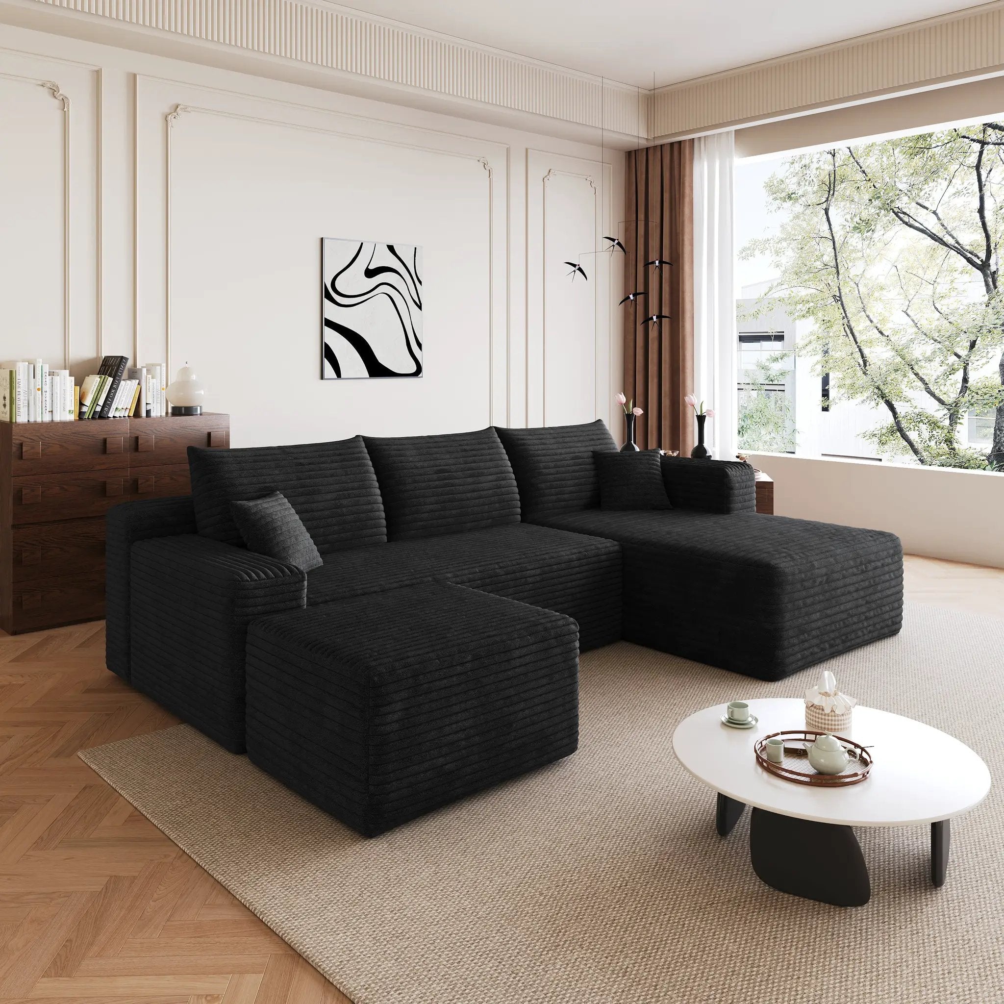 95" Cloud Sectional Sofa with 1 Ottoman by HouseOfZazla