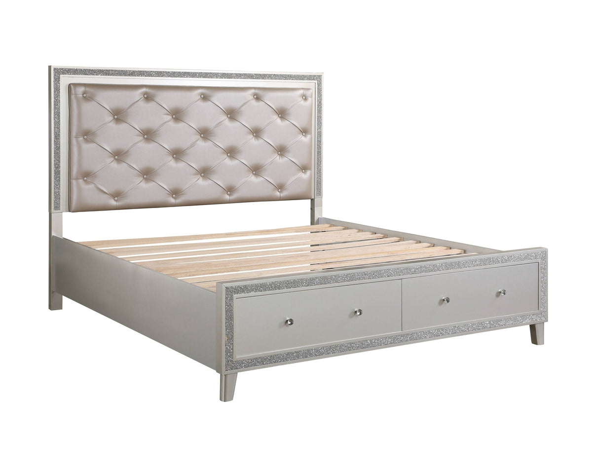 Pearl Silver Storage Bed with LED Lighting and Drawers, photo 3 of 4