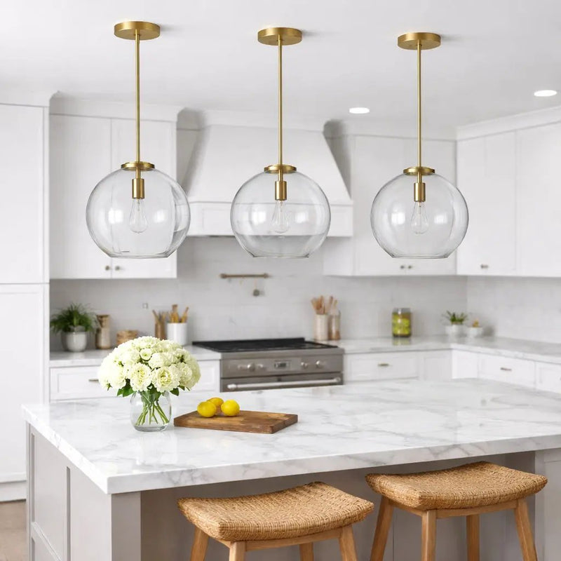 Gleam - Single Light Pendant Lamp With Clear Globe Satin - Antique Brass / Clear / Gold by HouseOfZazla