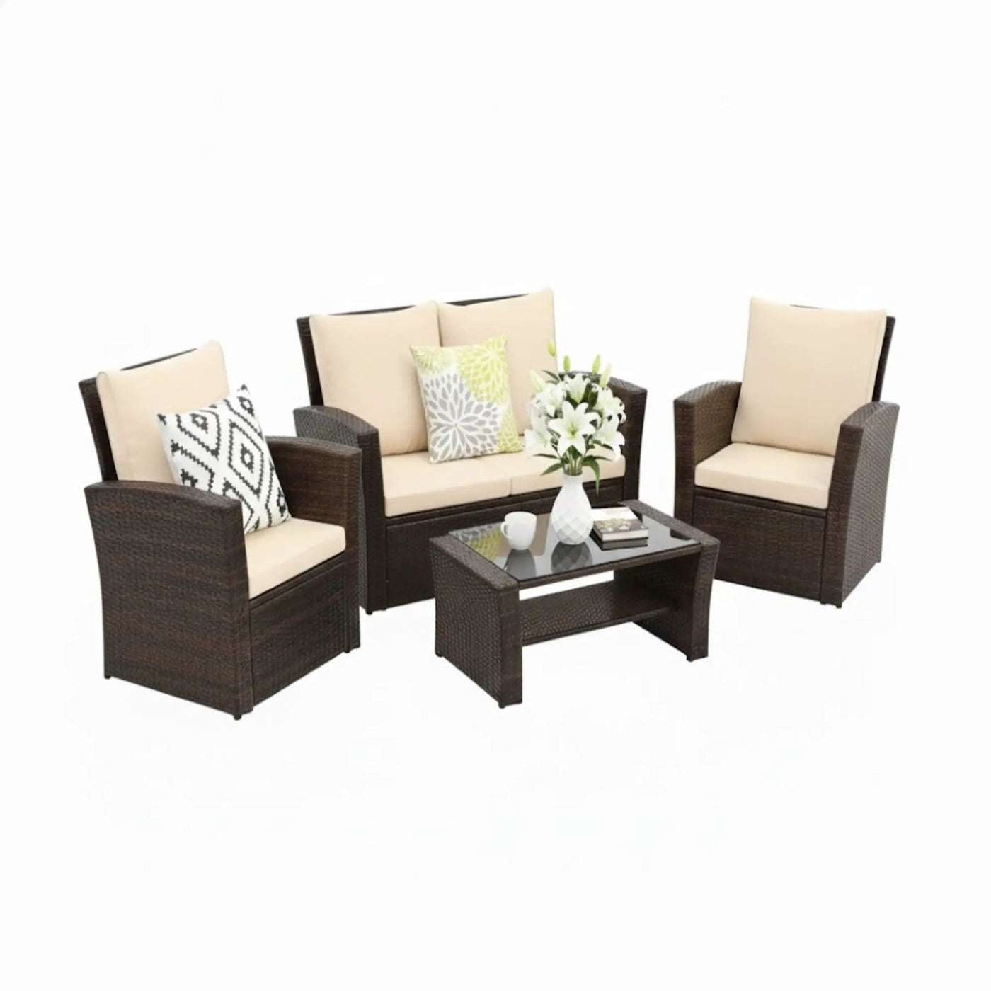 Modern Patio Set With Table And Cushions by HouseOfZazla