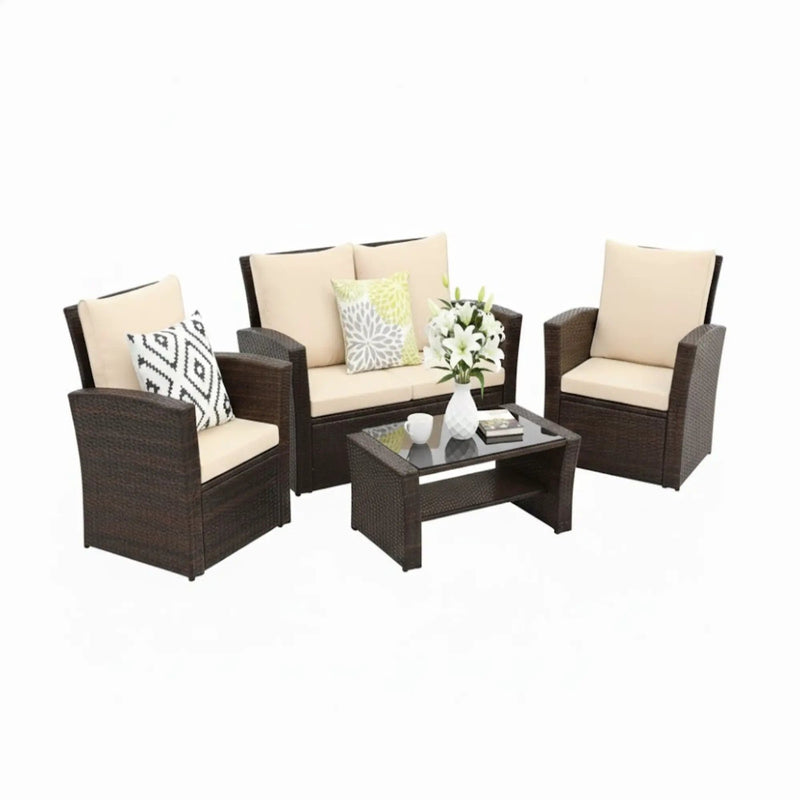 Modern Patio Set With Table And Cushions
