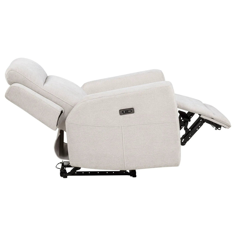 Kennett Chenille Upholstered Power Recliner Chair Ivory by Unique Piece Furniture