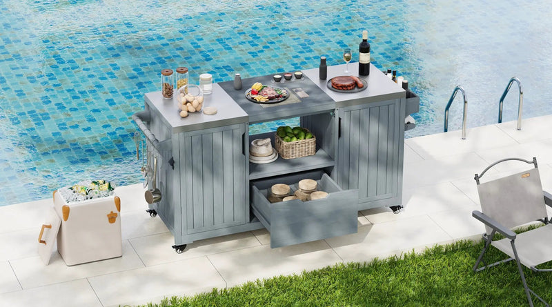 K&K 66.5" Outdoor Kitchen Island for Big Green Egg Grills by HouseOfZazla