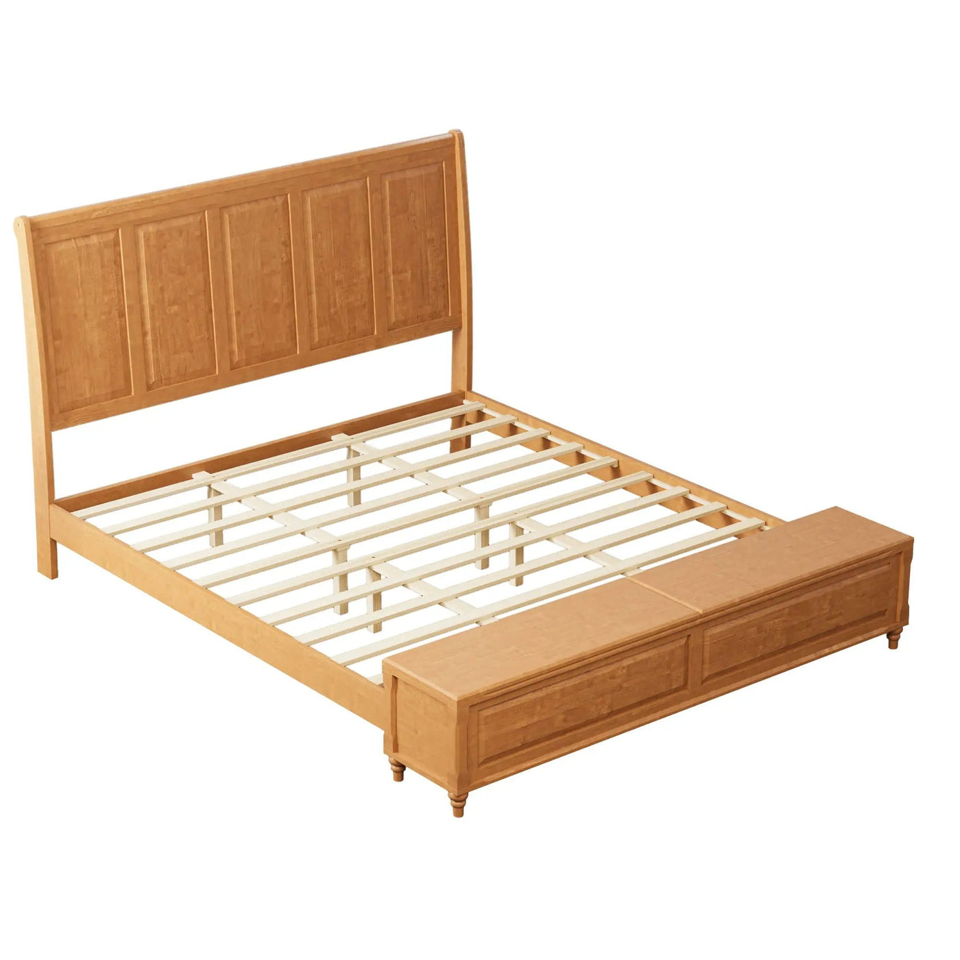 Sleigh Bed Frame With Tall Headboard And Storage Bench by HouseOfZazla