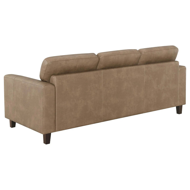 Scotland Faux Leather Upholstered Track Arm Sofa Brown by Unique Piece Furniture