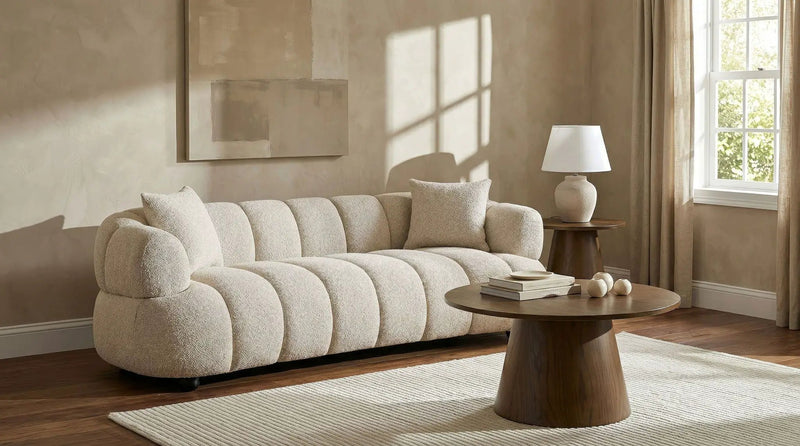 Whitney Contemporary Channel Tufted Boucle Upholstered Sofa by Unique Piece Furniture