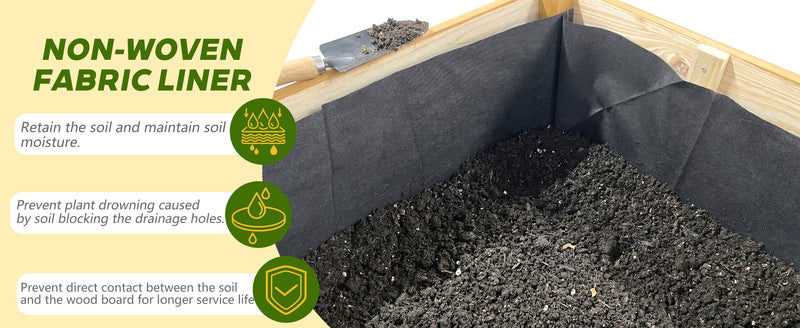 Solid Fir Wood Raised Garden Bed with Liner - Outdoor Planter Box, photo 5 of 10