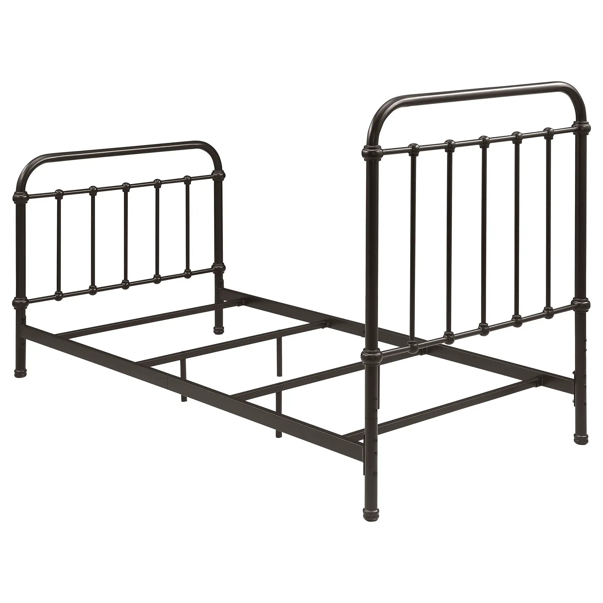 Twin Panel Bed With Ornate Design - Bronze