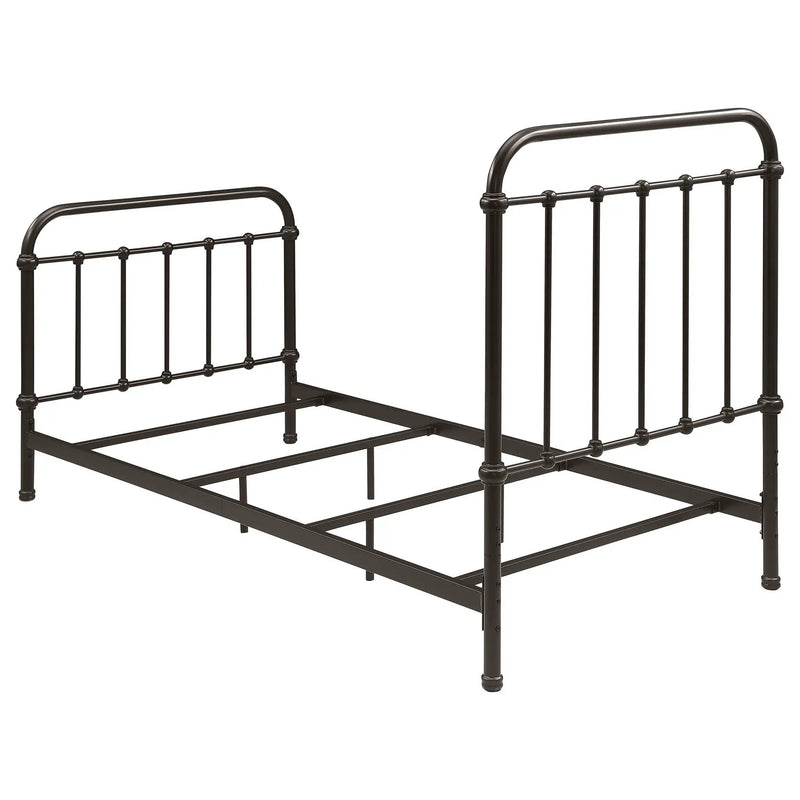 Twin Panel Bed With Ornate Design - Bronze