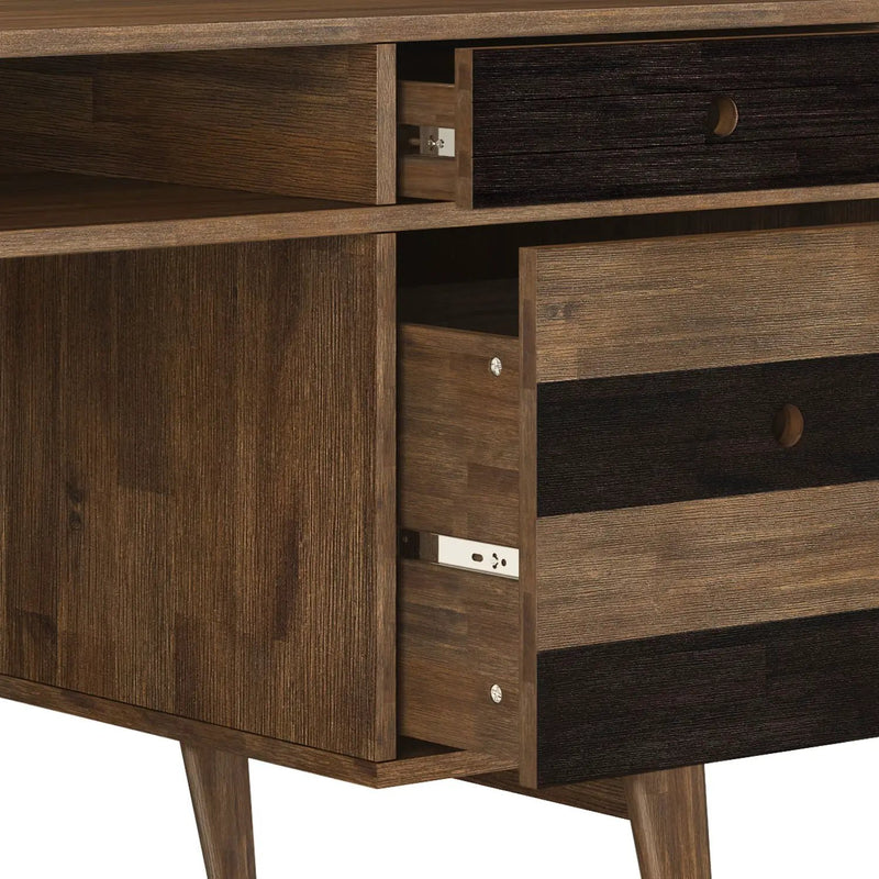 Clarkson - Desk With Side Drawers - Rustic Natural Aged Brown by HouseOfZazla