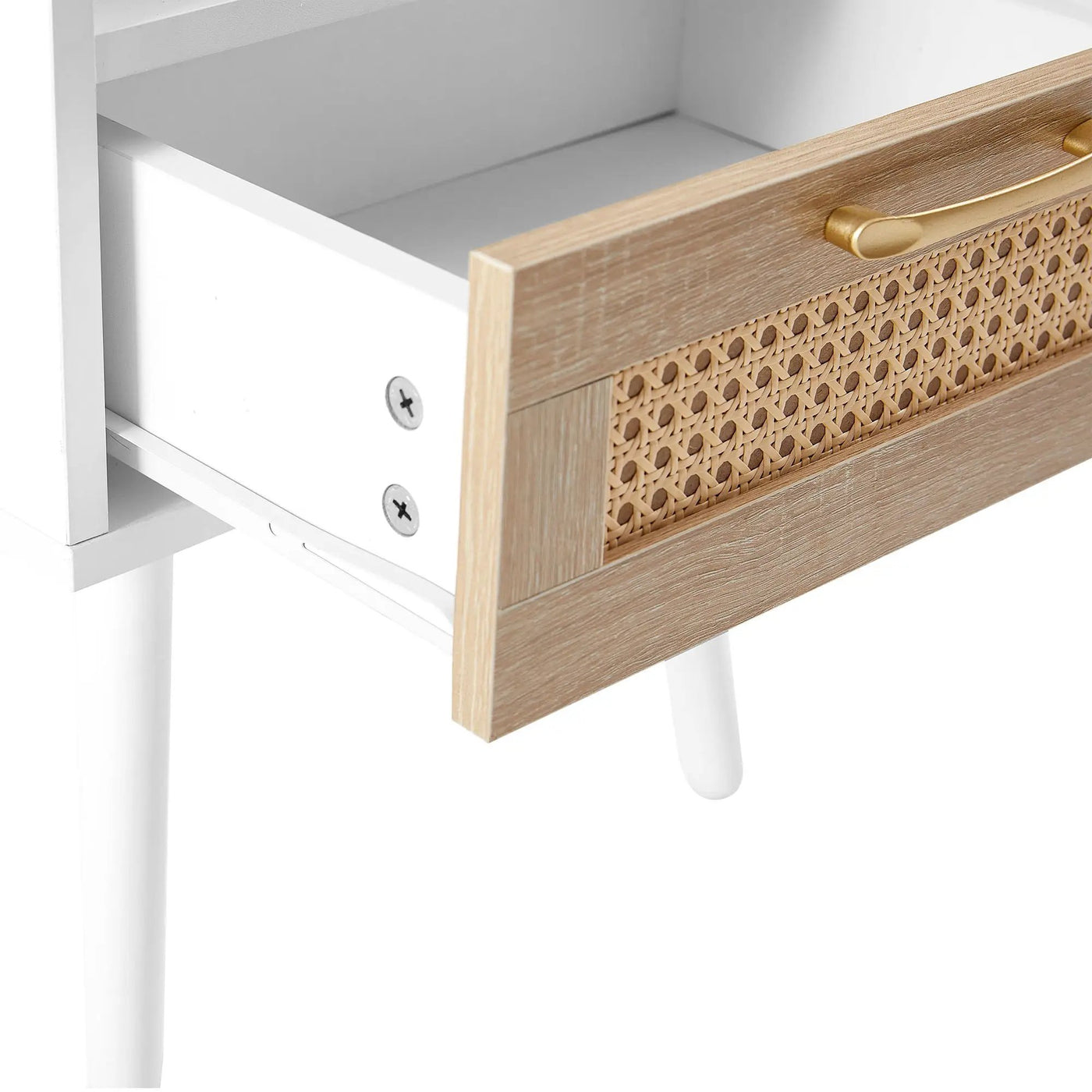 15.75" Rattan End Table With Drawer And Solid Wood Legs, Modern Nightstand, Side Table For Living Room, Bedroom by HouseOfZazla