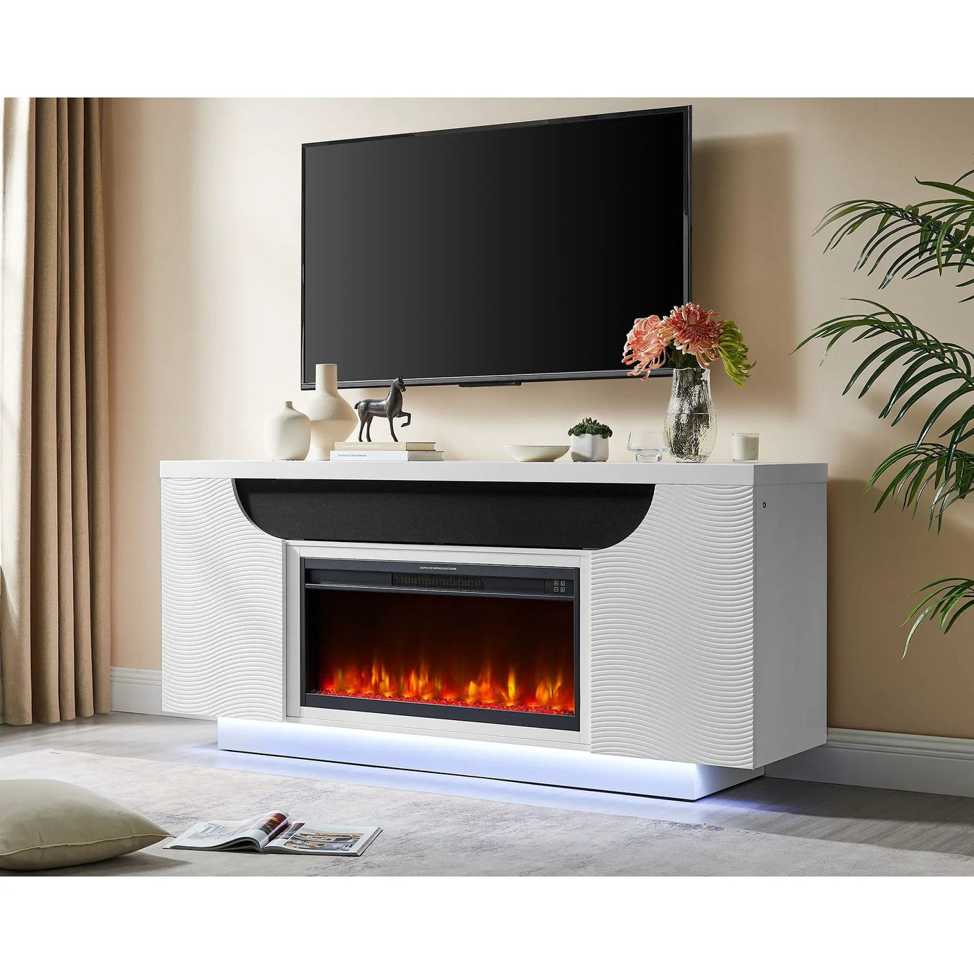 Alessia - Electric Fireplace With Multi Color LED And Flame Settings by HouseOfZazla