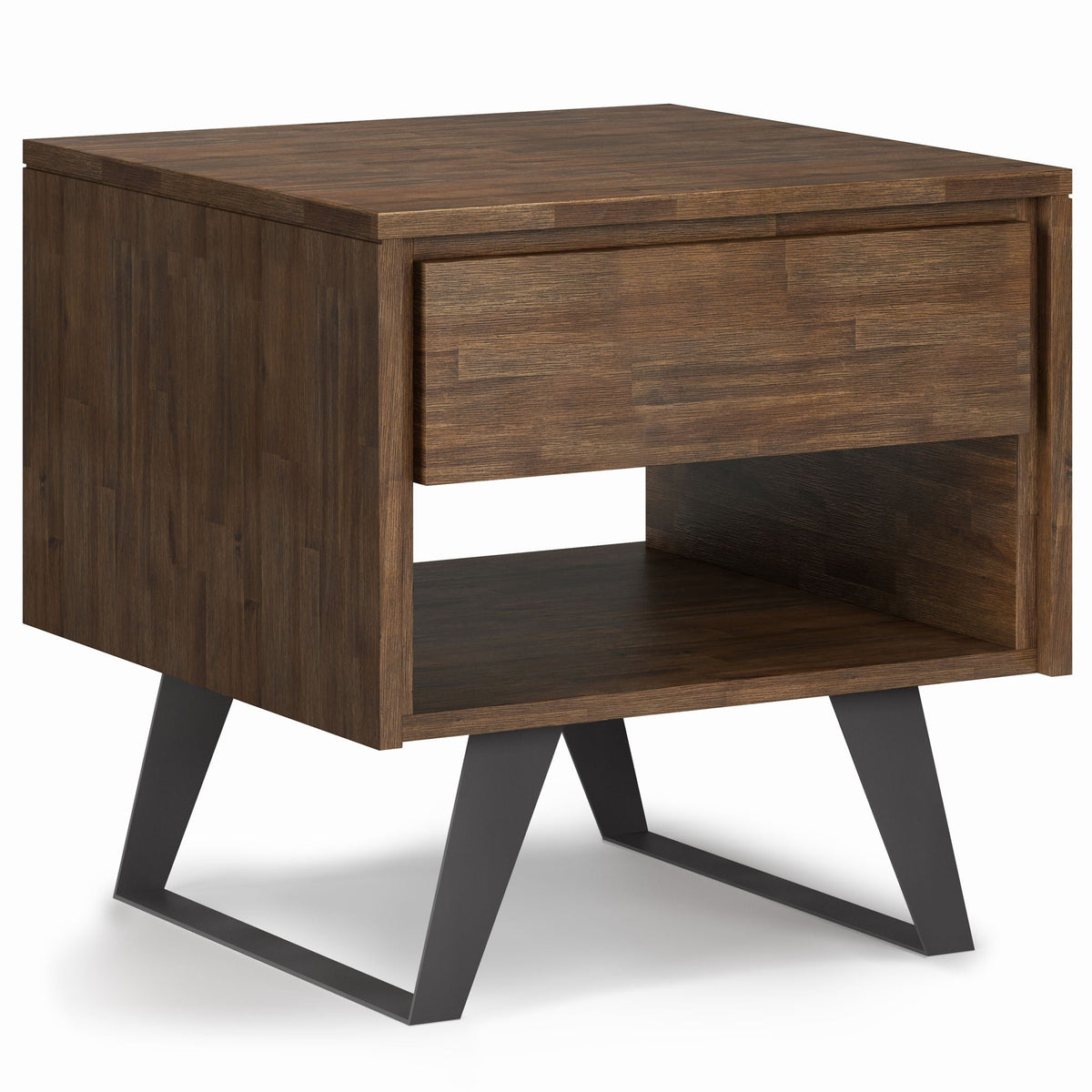 Handcrafted Acacia End Table with 1 Drawer - Light Brown, Dark Gray, or Dark Brown, photo 2 of 25