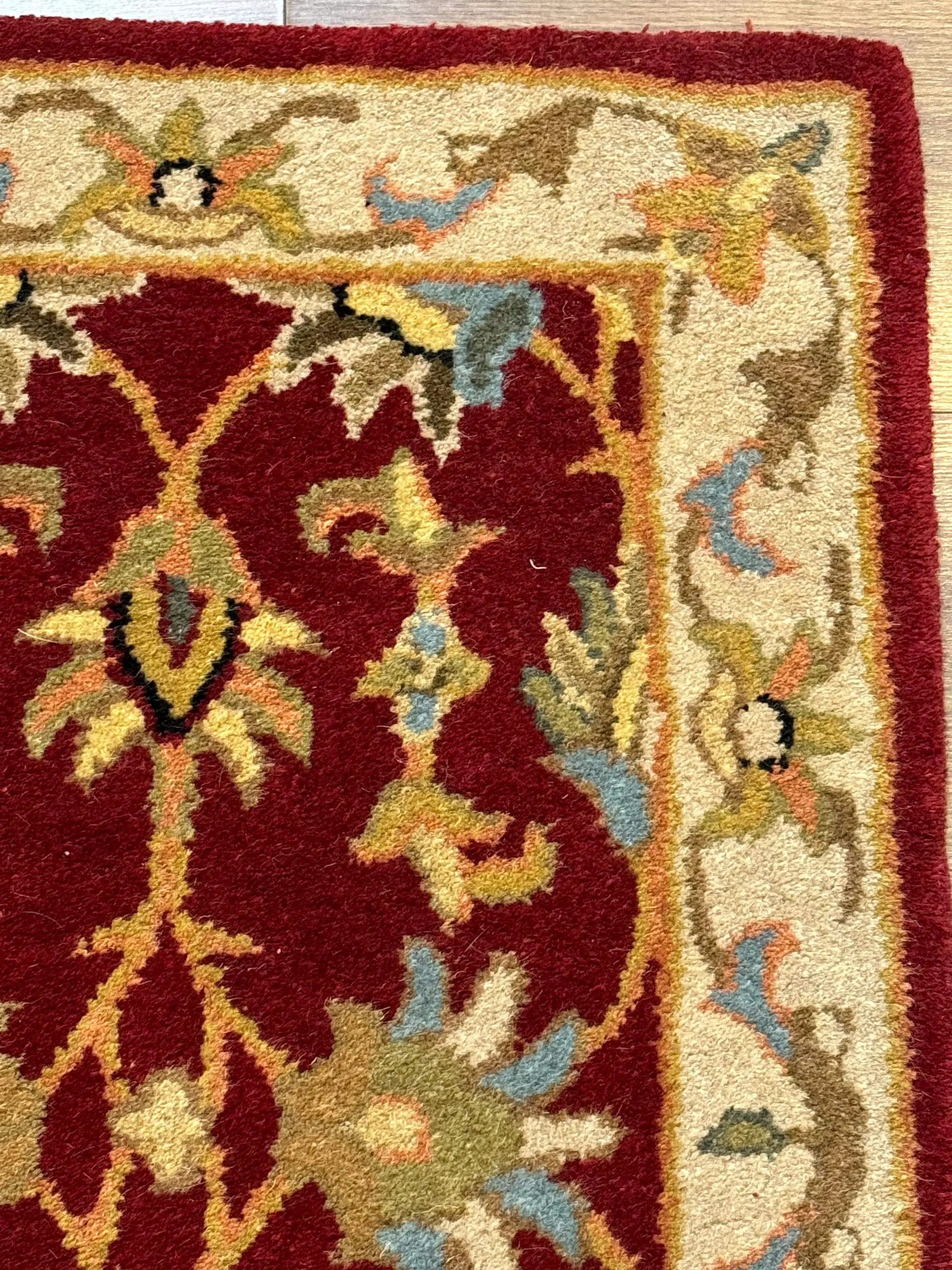 Small Floral Wool Rug 2x3, Safavieh Heritage Collection, Dark Red & Cream by Jewel Rugs