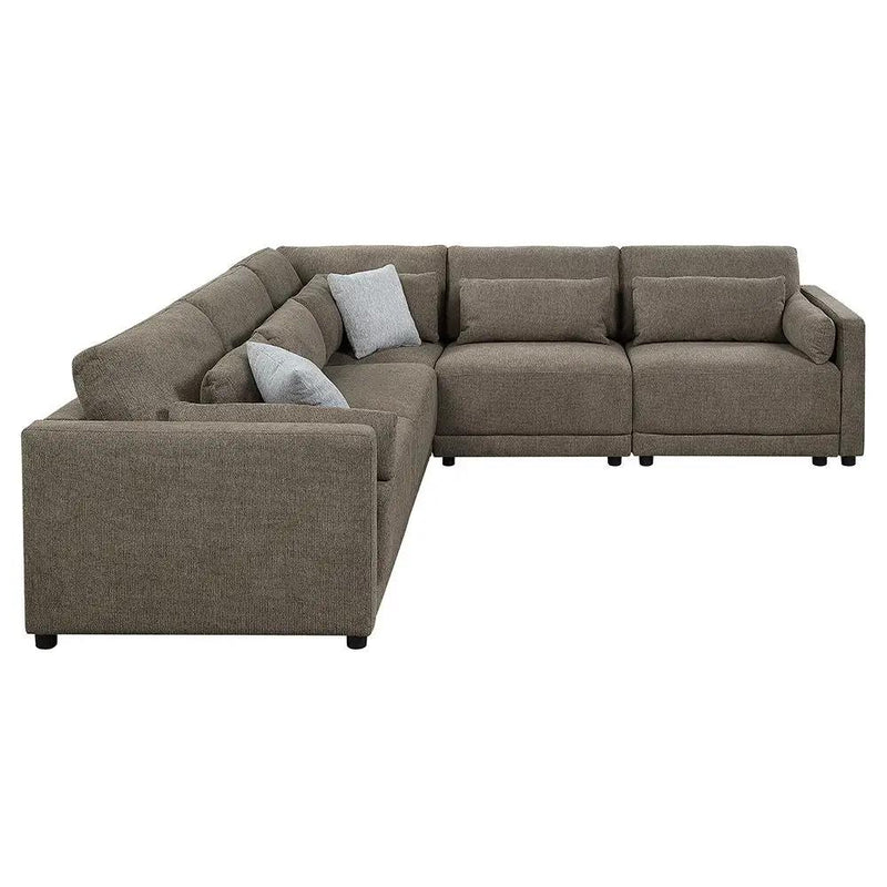 Rylie - Modular Armless Chair With Pillow - Brown Linen by Unique Piece Furniture