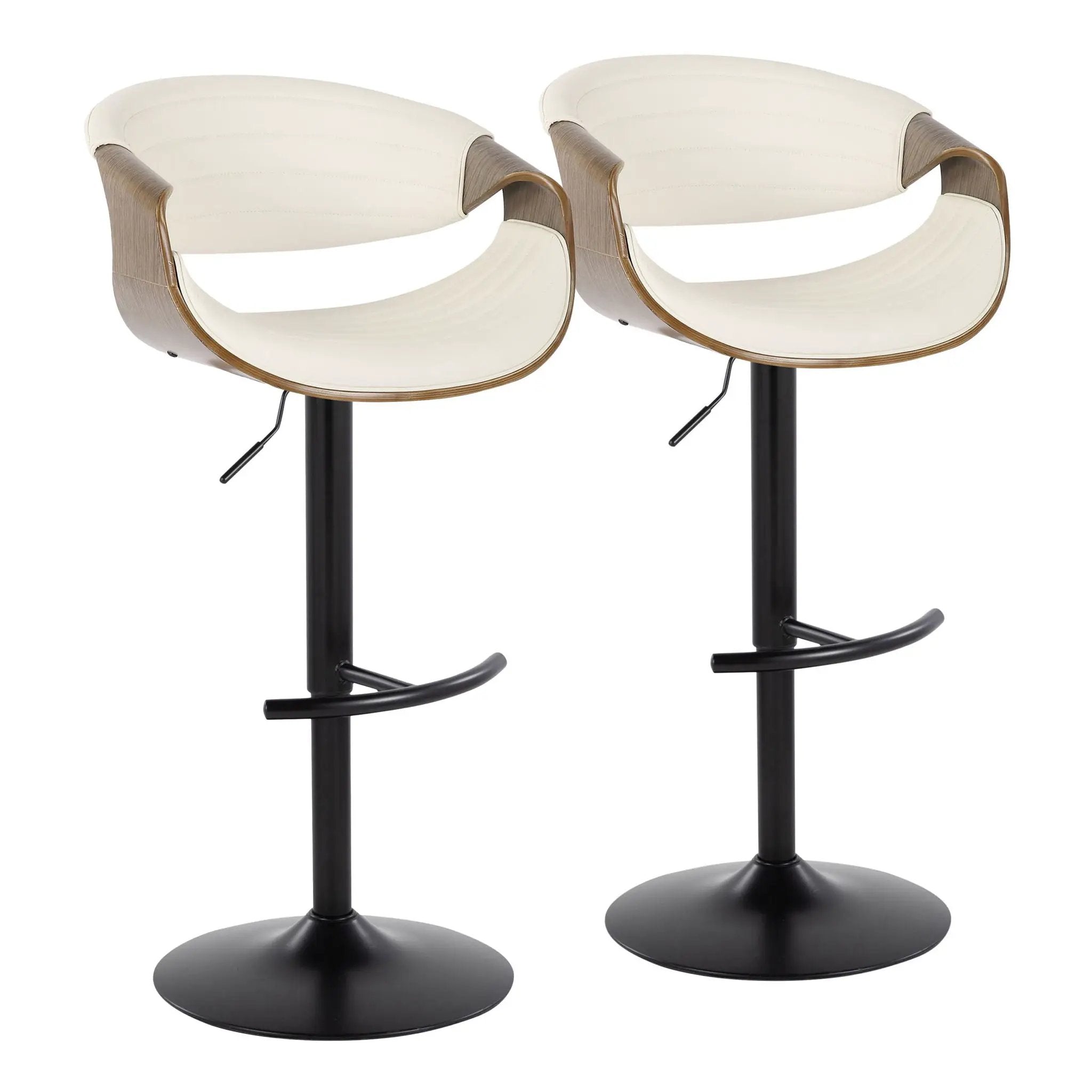 Symphony - Mid Century Modern Adjustable Barstool With Swivel With Rounded T Footrest (Set of 2) by HouseOfZazla
