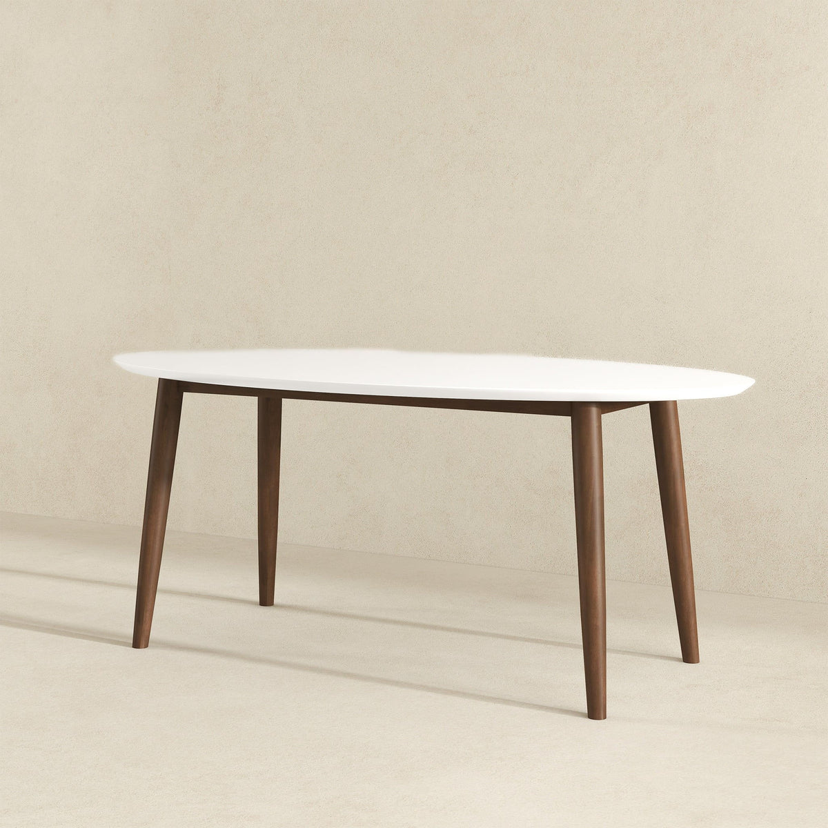 Mid-Century Modern Oval Dining Table with Solid Wood Construction - White, photo 9 of 16