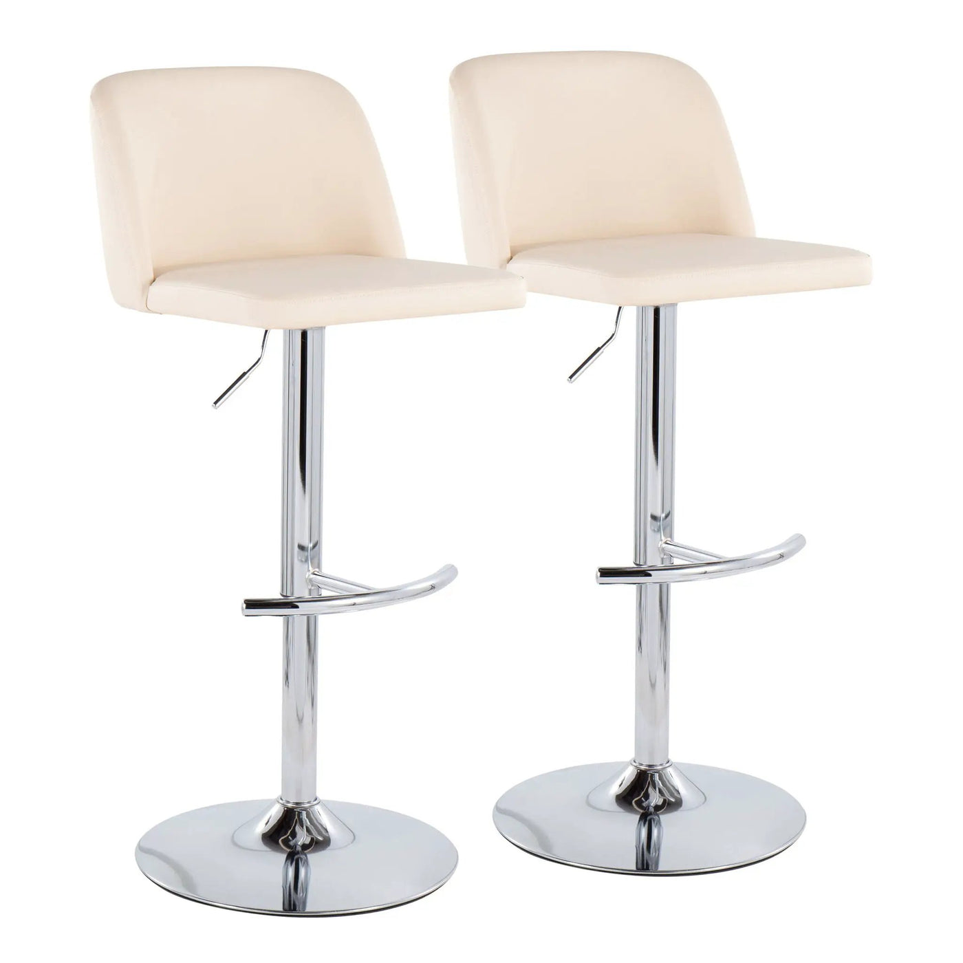 Toriano - Contemporary Adjustable Barstool With Swivel & Rounded T Footrest (Set of 2) by HouseOfZazla