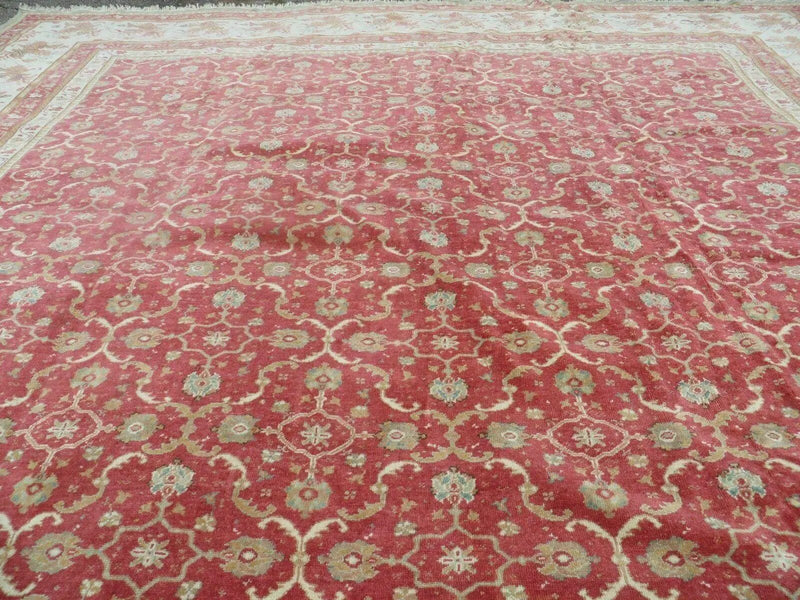 12' X 18' Palace Size Handmade Egyptian Wool Rug Carpet Soft Colors Red & Beige by Jewel Rugs
