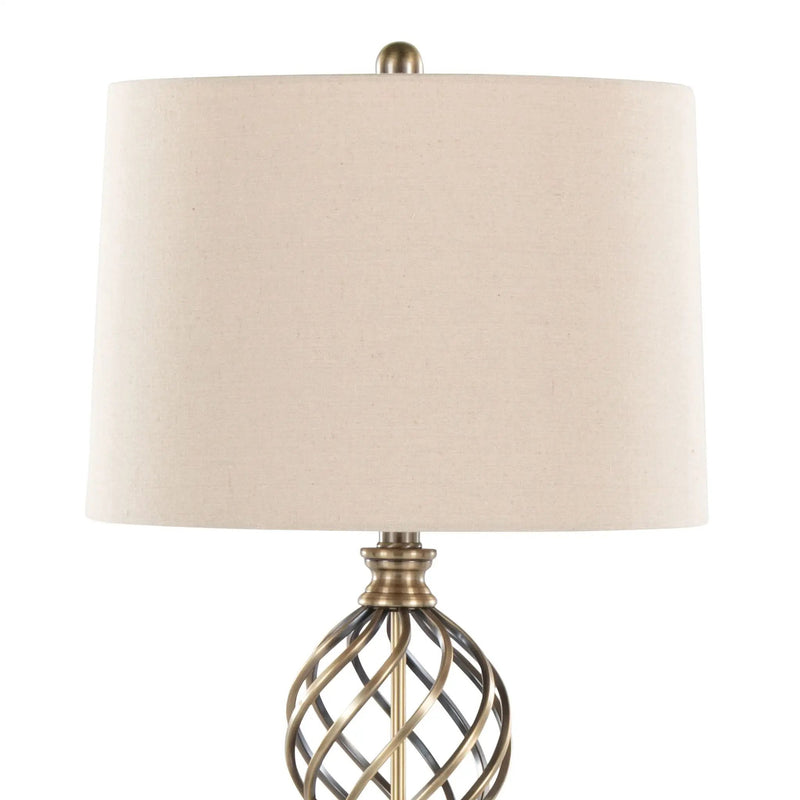 Linx - Twist Contemporary Table Lamp (Set of 2) - Antique Soft Brass / White by HouseOfZazla