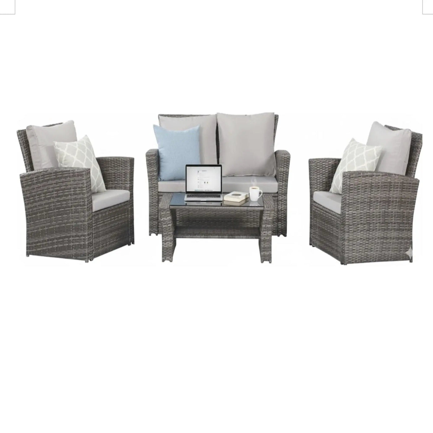 Modern Patio Set With Table And Cushions by HouseOfZazla