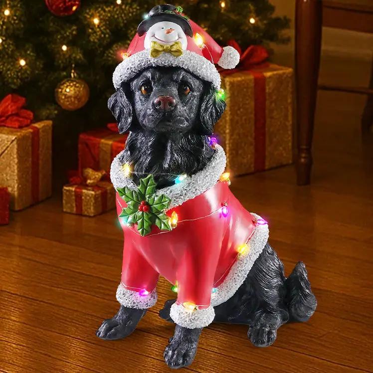 Christmas Dog Statue - Holiday Dog Figurine by HouseOfZazla