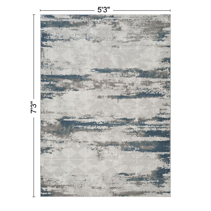 Geometric 3D Effect Area Rug - Gray / Ivory, 5'3" x 7'3", photo 4 of 6