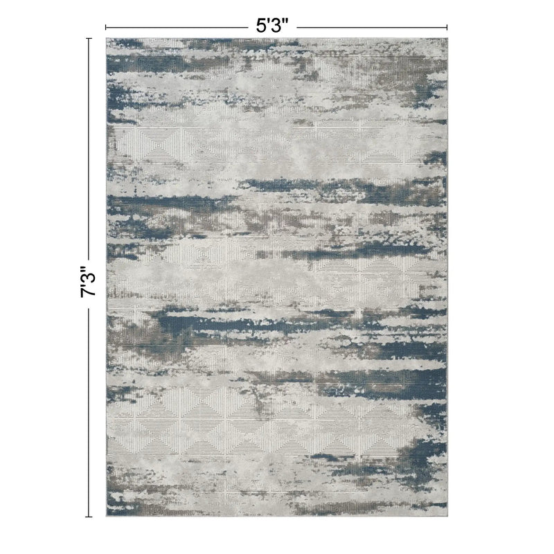 Geometrix - 5'3" X 7'3" Area Rug With Geometric 3D Effect - Gray / Ivory by HouseOfZazla
