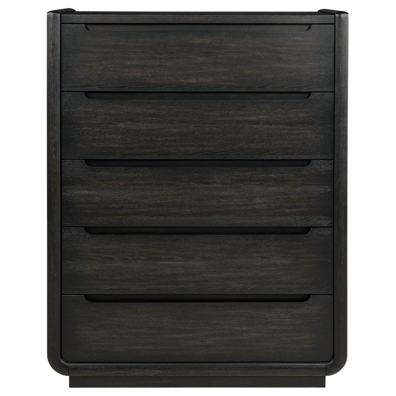 Leandro 5-drawer Bedroom Chest of Drawers Burnished Black by Unique Piece Furniture
