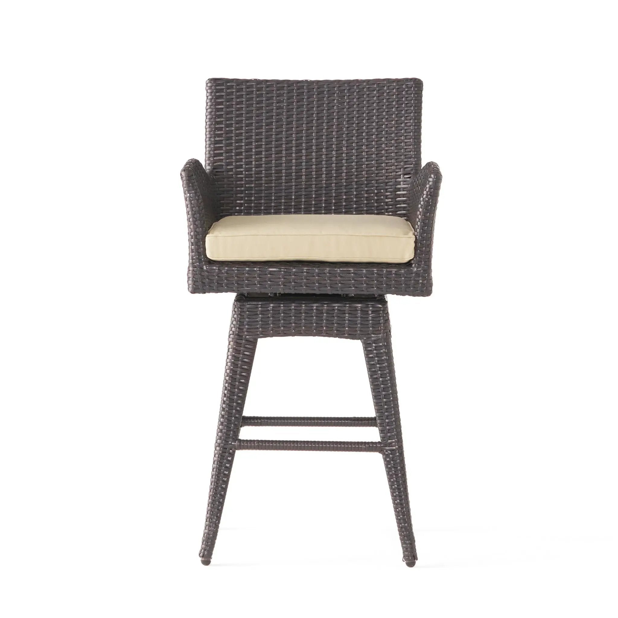 Outdoor Modern Rattan Swivel Barstool with Tapered Legs by HouseOfZazla