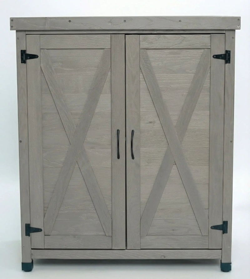 Potting Bench with Storage Cabinet and Metal Table Top by HouseOfZazla