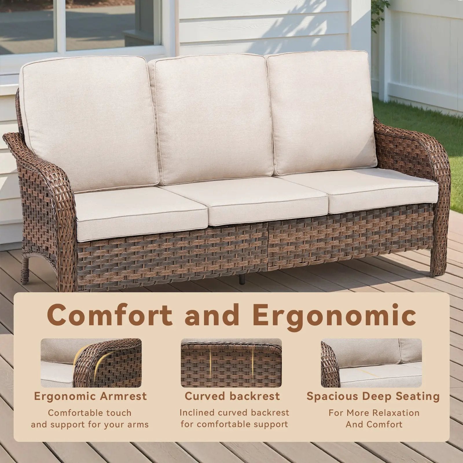 70.9" PE Wicker Rattan Outdoor Furniture Set by HouseOfZazla
