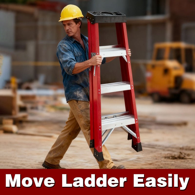 Fiberglass Single-Sided Stepladder for Electrical and Construction Use by HouseOfZazla