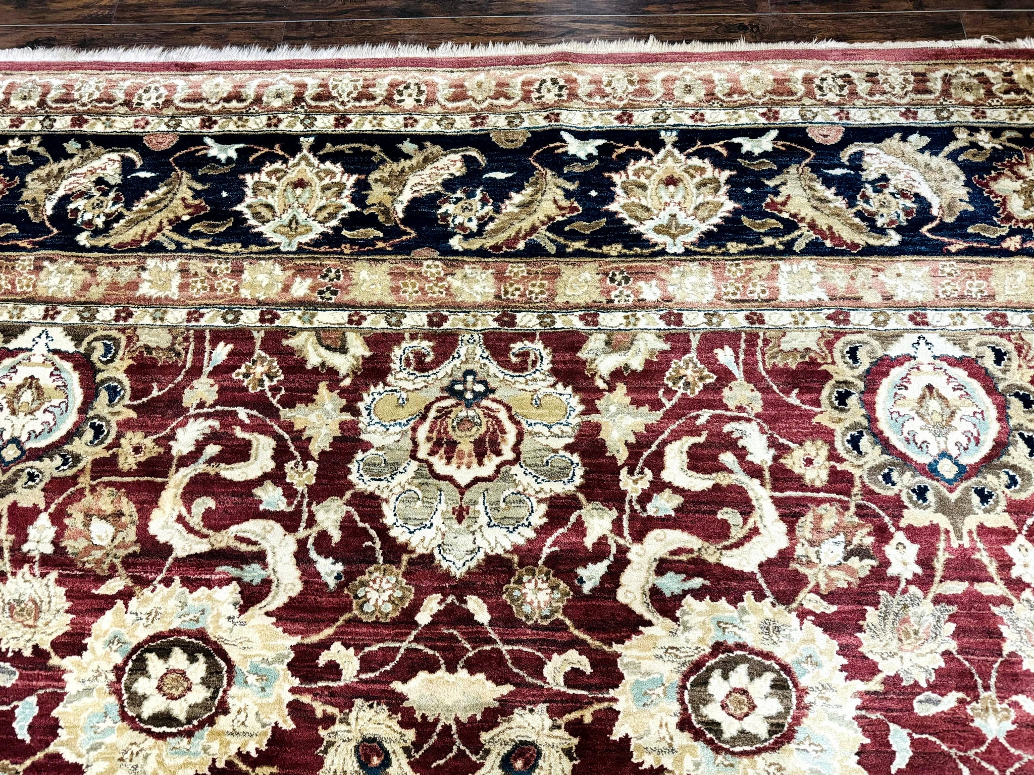 Palace Sized Indian Agra Rug 12x17, Wool Handmade Floral Allover Carpet by Jewel Rugs