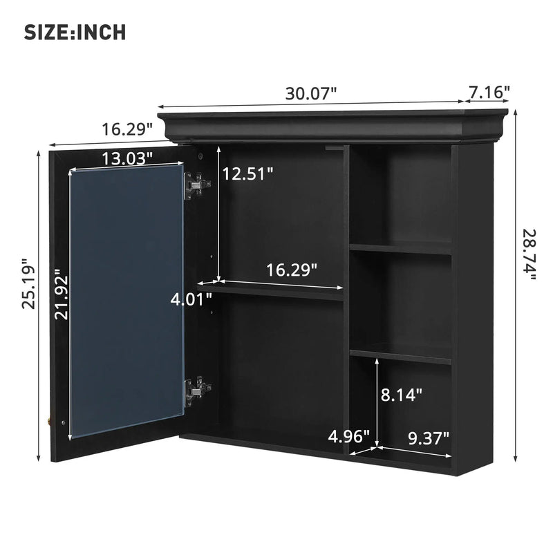 Wall Mounted Bathroom Medicine Cabinet with Mirror and Adjustable Storage by HouseOfZazla