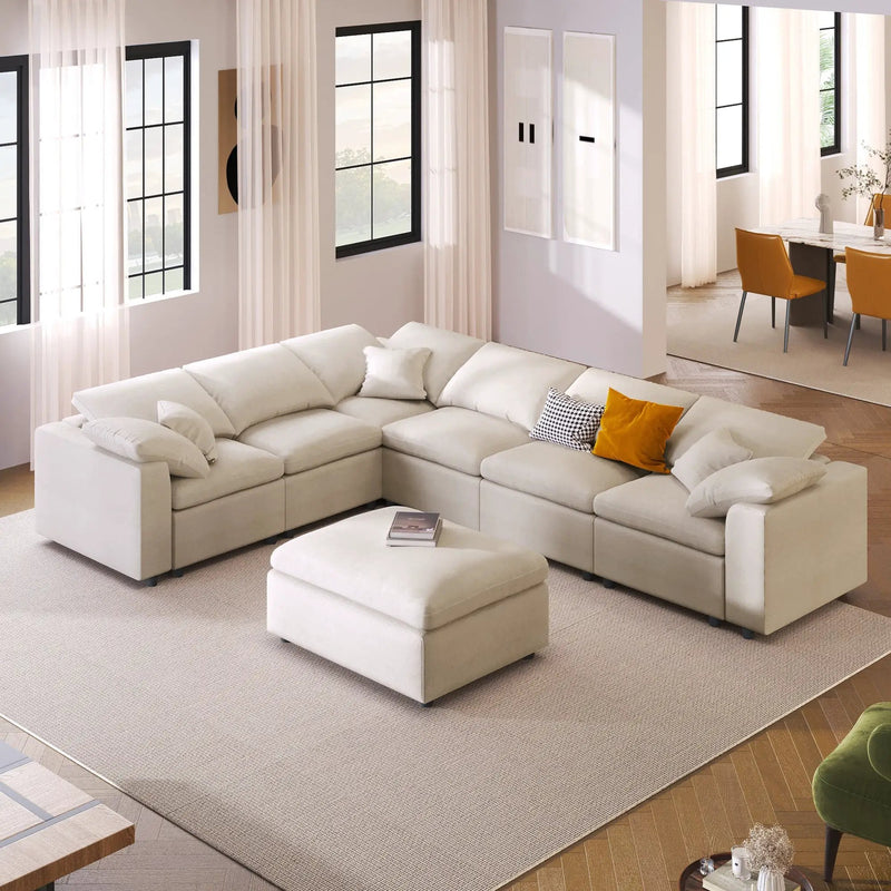 U_Style 120.8" Extra Large 7-Seater Modular Sectional Sofa by HouseOfZazla