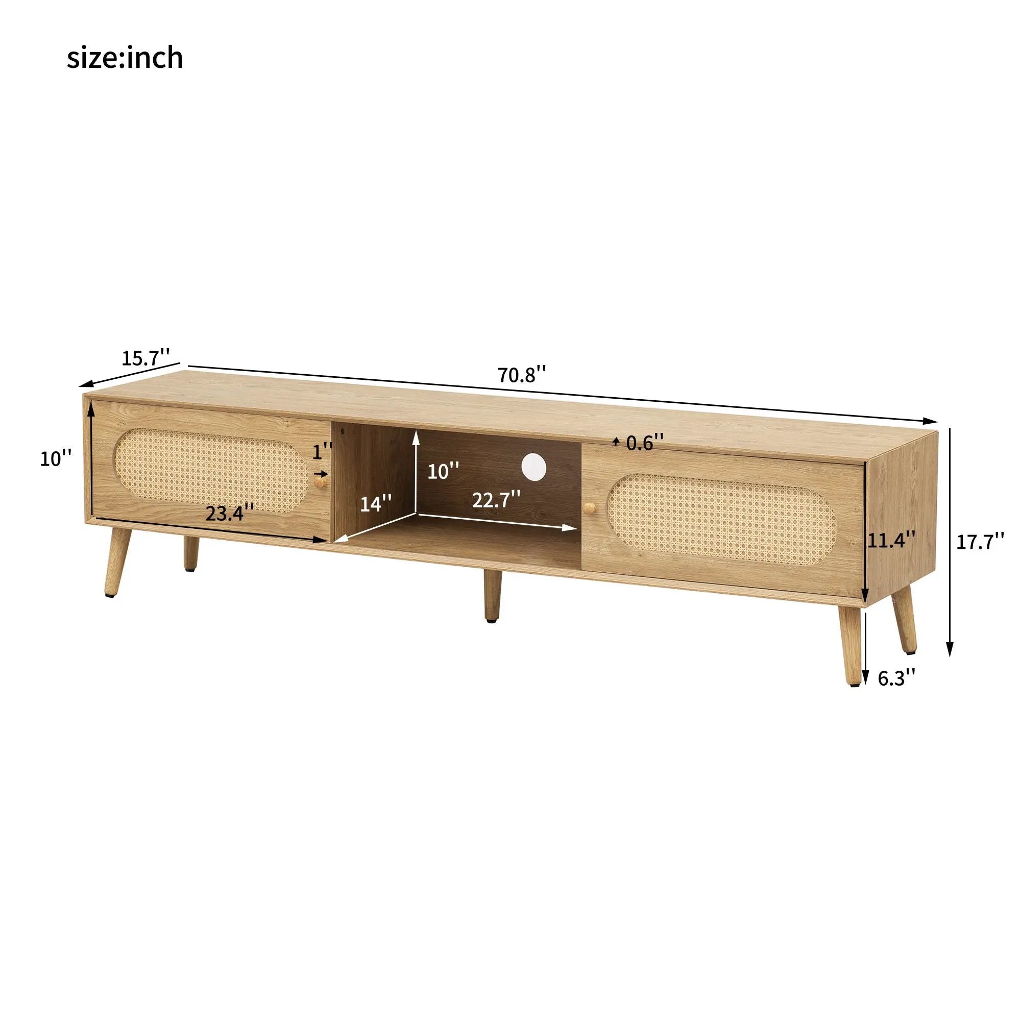 TV Stand For TVs Up To 80", Media Console, Cabinet - Natural by Unique Piece Furniture