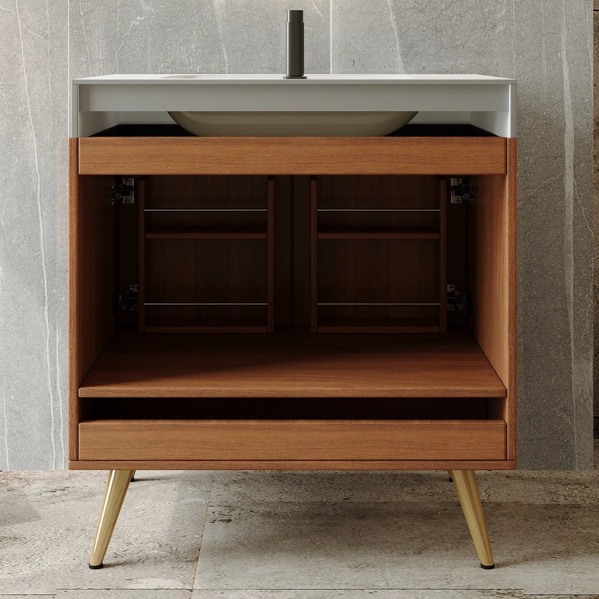 Mid-Century Free-Standing Bathroom Vanity by HouseOfZazla