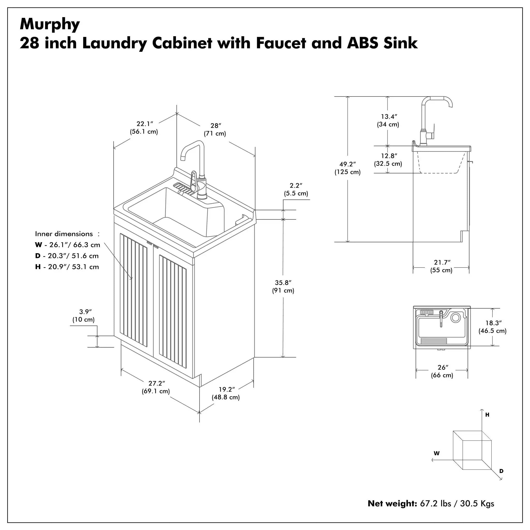 Murphy - Laundry Cabinet & Faucet And Stainless Steel Sink by Unique Piece Furniture