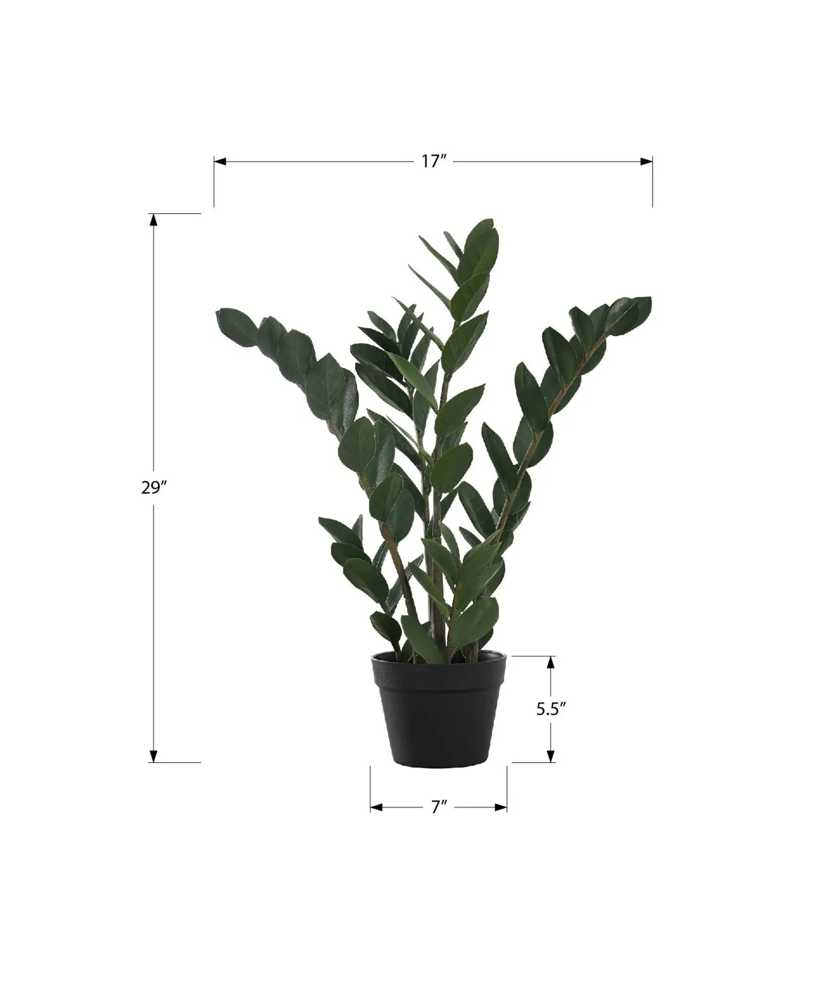 29" Tall, Artificial Plant, Zz Tree, Indoor, Faux, Fake, Floor, Greenery, Potted, Real Touch, Decorative - Green / Black by Unique Piece Furniture