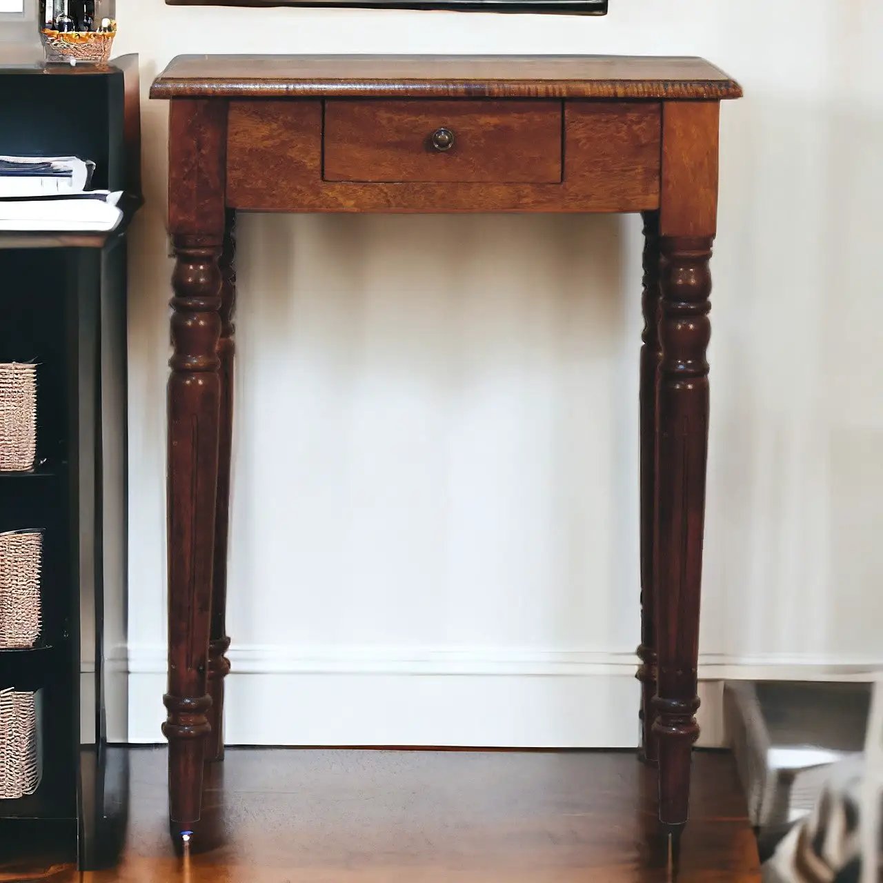 Artisan Furniture Solid Wood Chestnut Turned Leg Writing Desk, 1-Drawer by HouseOfZazla