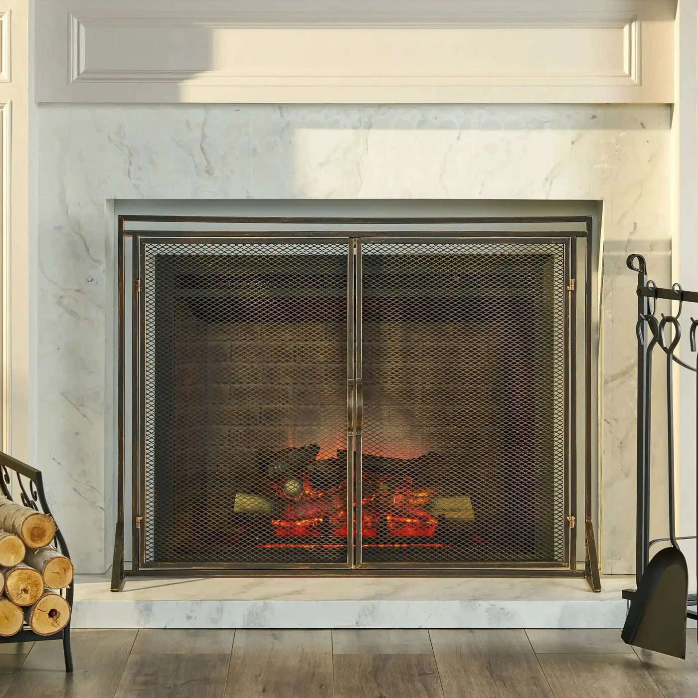 Samantha Iron Fireplace Screen 2 Door Design by HouseOfZazla